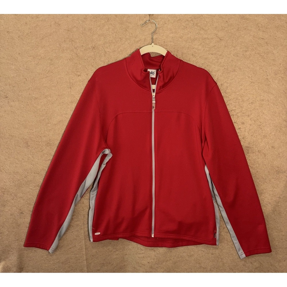 Alo CoolFit Jacket Mens Sz M Red Full Zip‎ Mesh Track Athletic Running